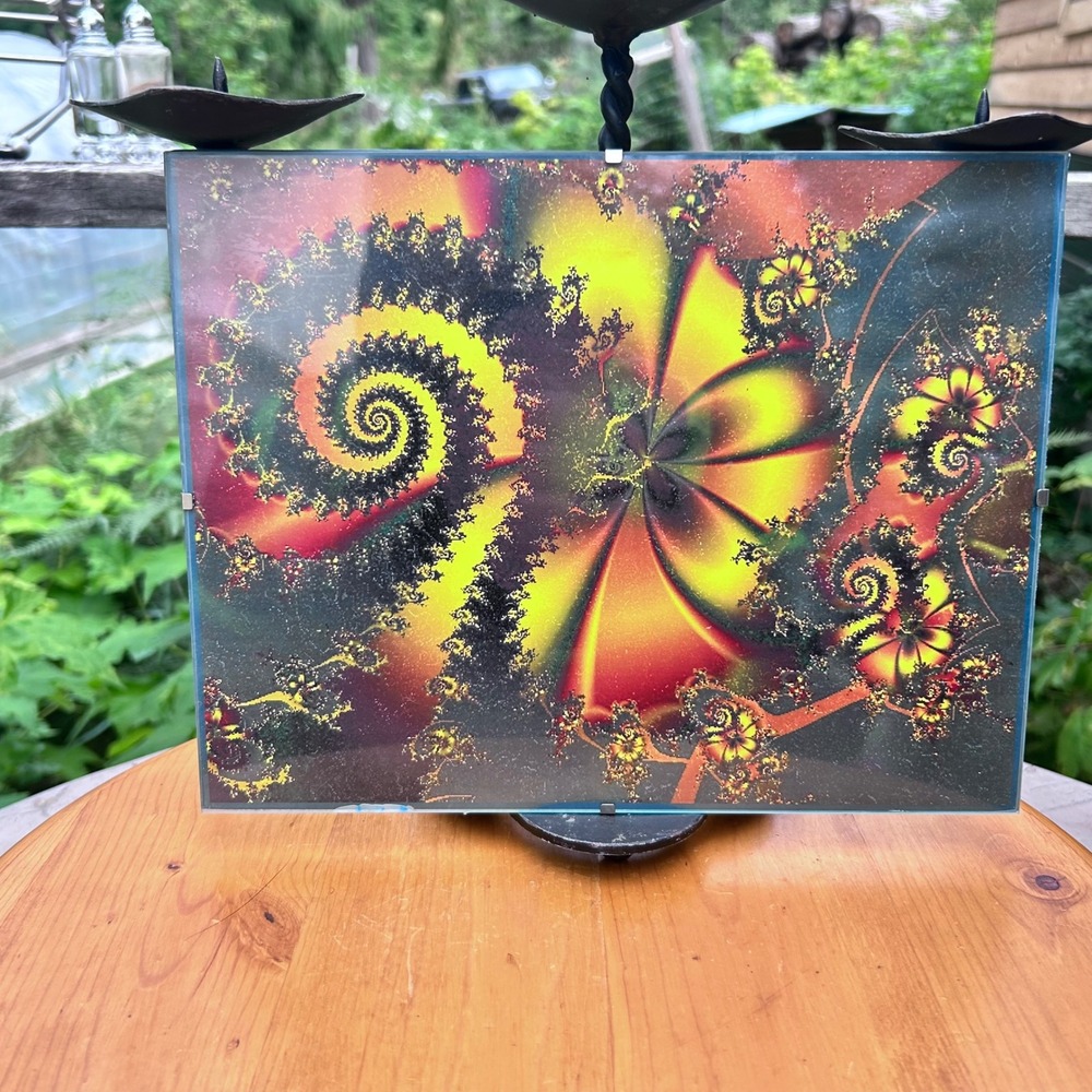 Vintage Fractal Art Print Wall Decor Large Multicolor Mandelbrot Clip Frame MCM
